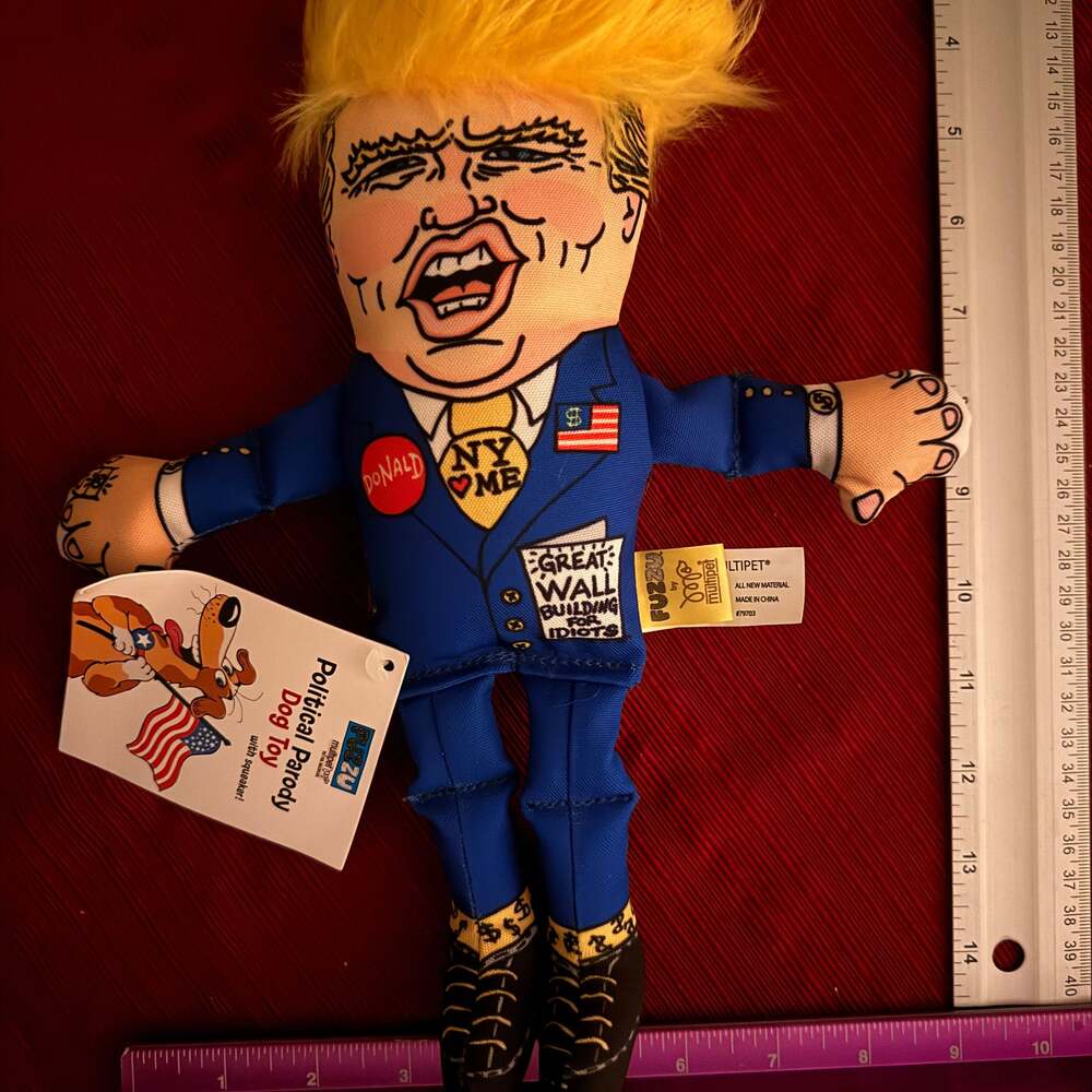 12" Donald Trump Political Parody Squeaking Dog Toy (FUZZU)